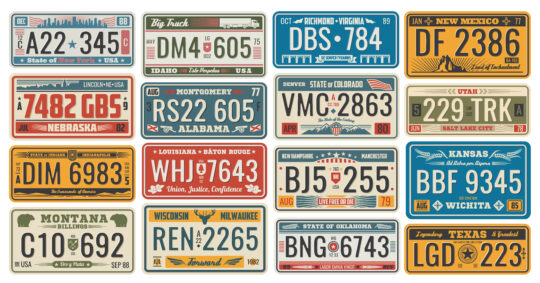 rows of license plates