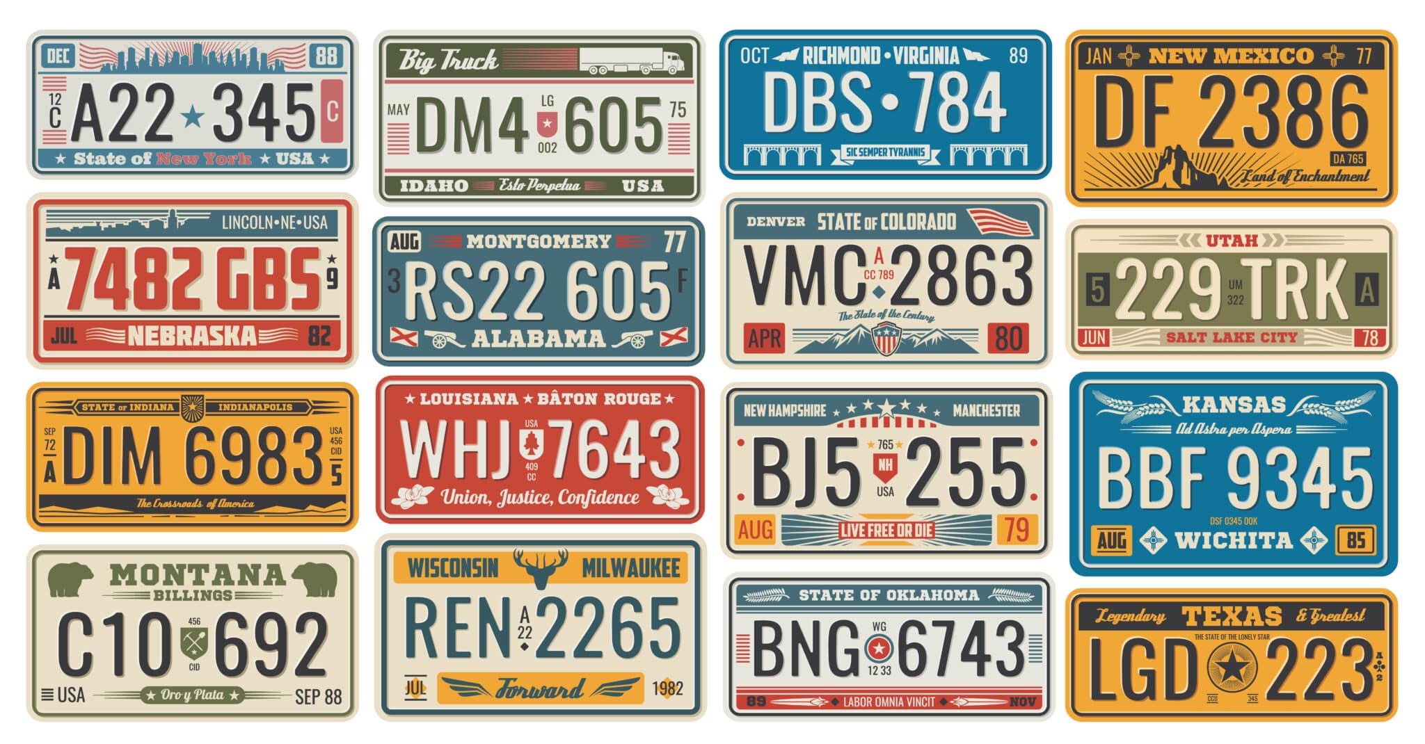 rows of license plates