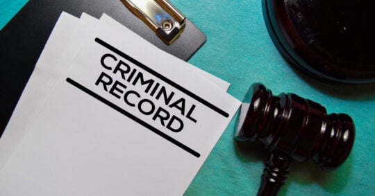 criminal record text on document