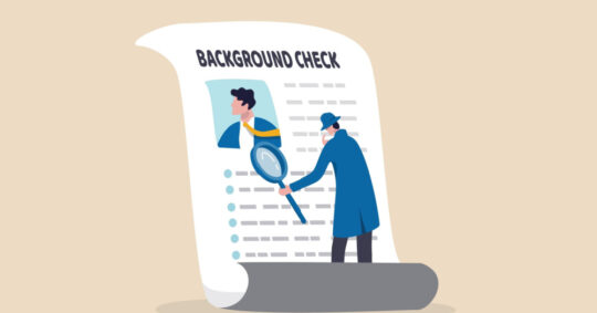 background check form with cartoon detective
