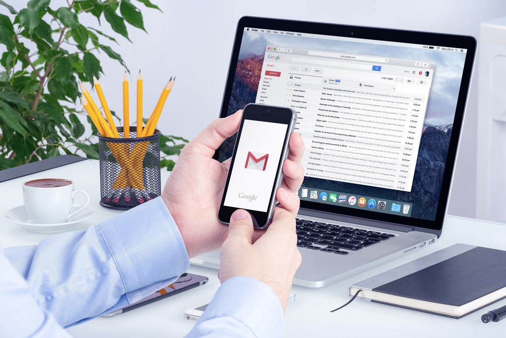 a person checking their gmail