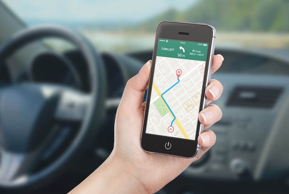 person using a navigation app