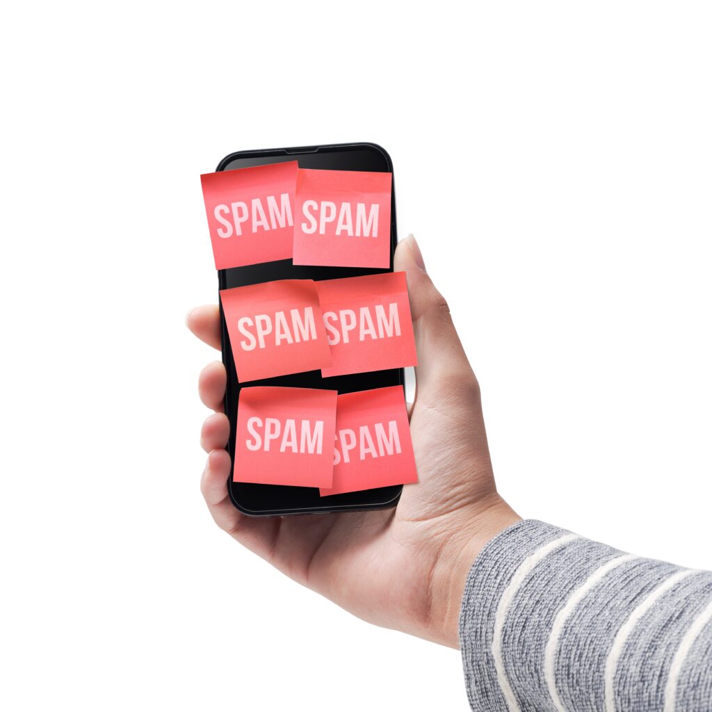 spam covering a phone screen