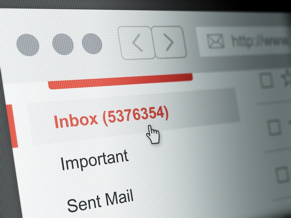 screenshot of an email inbox