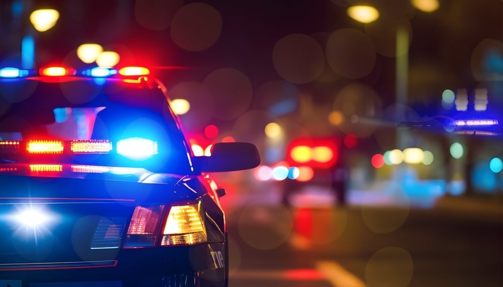 police car with the lights on